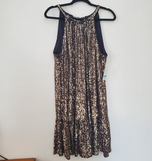 Taylor Gold Sequin Halter-Neck Mini Dress Size 16 NWT